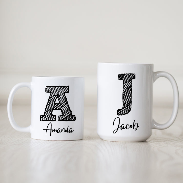 Personalized Scribble Initial and Name Mug