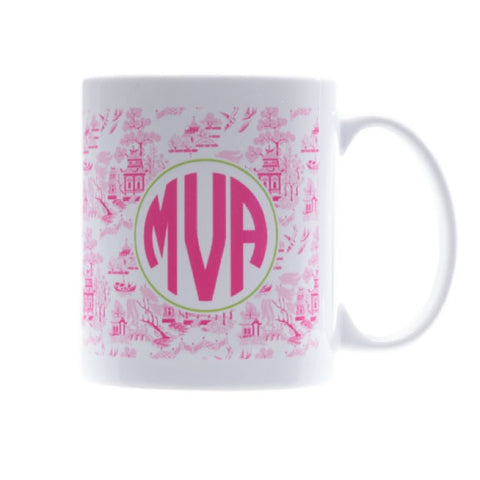 Pink Chinoiserie Monogram Mug  