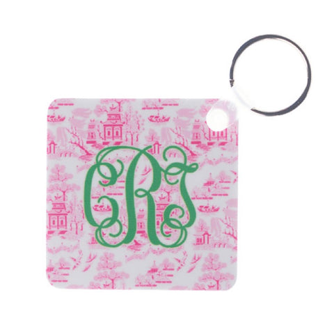 Monogrammed Pink Chinoissiere Keychain