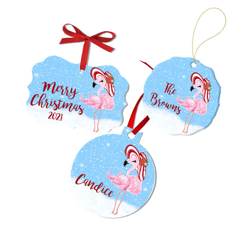 Christmas Flamingo Personalized Ornament