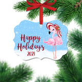 Christmas Flamingo Personalized Ornament