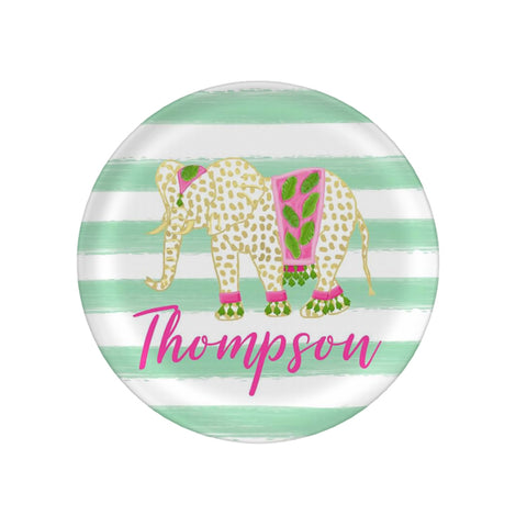 Personalized Watercolor Elephant Plate