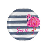 Personalized Watercolor Flamingo Stripe Plate