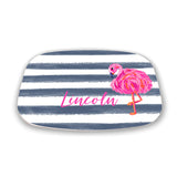 Personalized Flamingo Stripe Platter