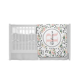 Personalized Floral Dots Baby Blanket