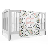Personalized Floral Dots Baby Blanket