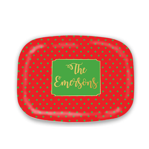 Monogrammed Polka Dot Christmas Platter  