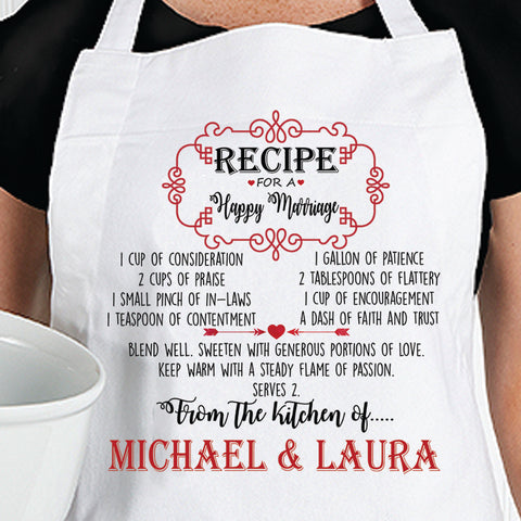 Personalized Happy Marriage Recipe Apron  