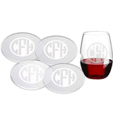 4 monogrammed coasters made of acrylic