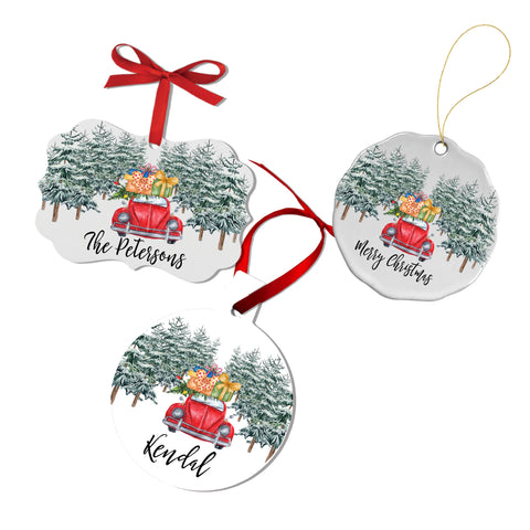 Christmas Red VW Personalized Ornament