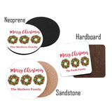 Personalized Wreath Name Christmas Coasters