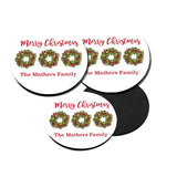 Personalized Wreath Name Christmas Coasters