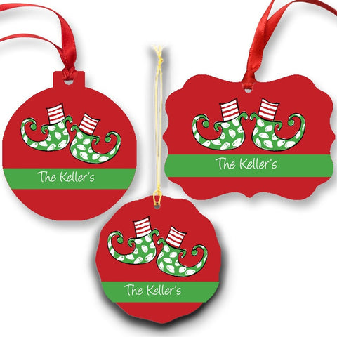 Personalized Elf Feet Ornament for Christmas