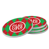 Red and Green Argyle Christmas Coasters