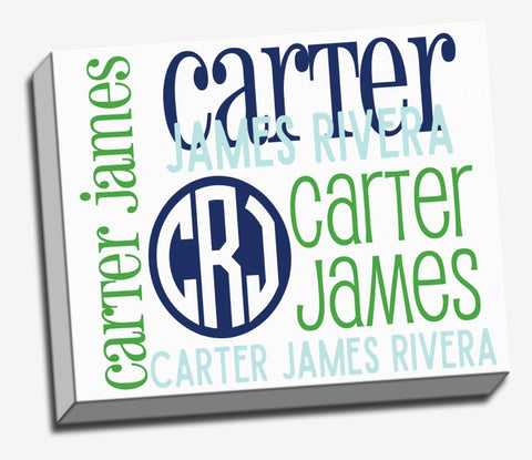 Personalized Name & Monogram Canvas Wall Art