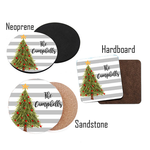 Personalized Christmas Tree Coaster Set