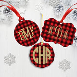 Buffalo Check Plaid Monogram Christmas Ornament