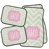 pink and green personalized car mat
