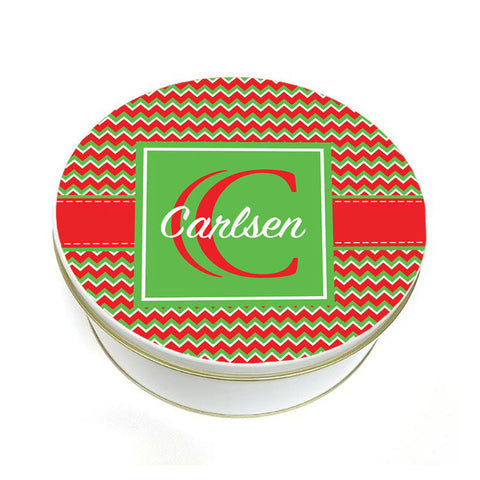 Personalized Christmas Chevron Pattern Cookie Container