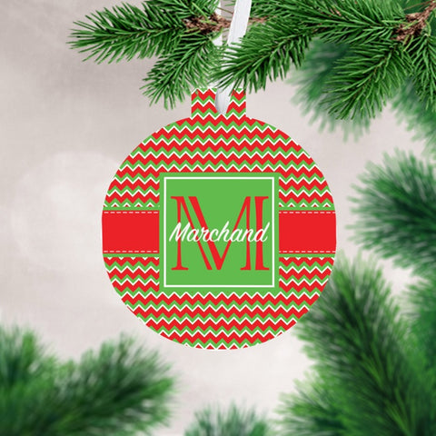 Personalized Chevron Christmas Ornament