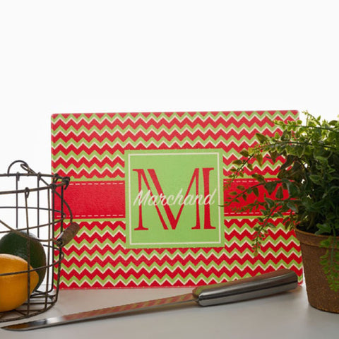 Personalized Christmas Chevron Cutting Board