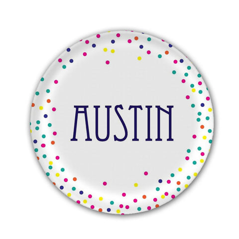 Personalized Confetti Melamine Plate