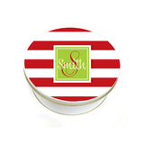 Personalized Striped Christmas Cookie Tin