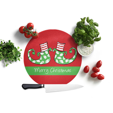 Personalized Christmas Elf Feet Cutting Board
