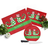 Personalized Christmas Elf Feet Cutting Board  set of 3