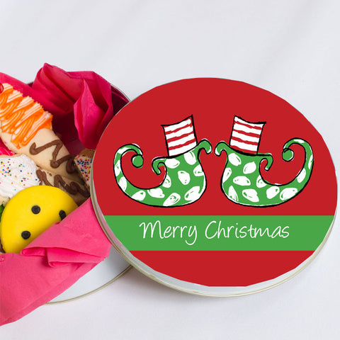 Christmas Elf Feet Cookie Tin