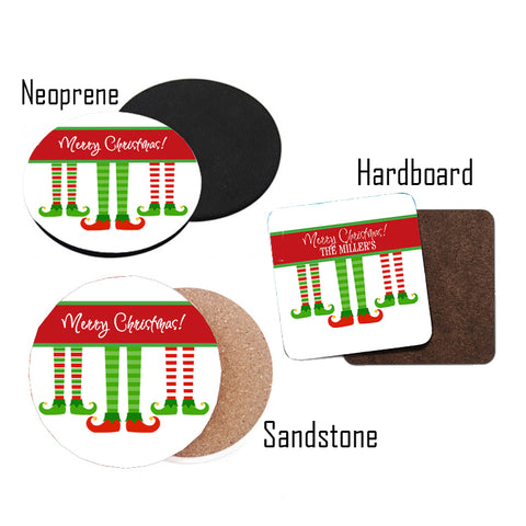 Personalized Elf Christmas Coasters