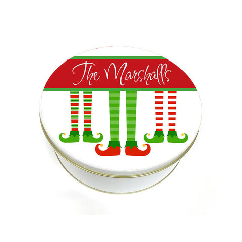 Elf Stocking Cookie Tin Personalized