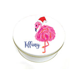 Personalized Christmas Flamingo Cookie Tin