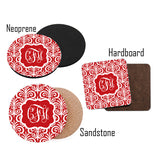 Monogram Christmas Coasters Fancy Red design