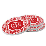 Round Monogram Christmas Gift  Set of 4 Coasters