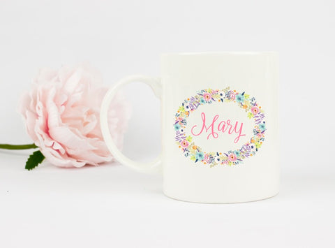 Personalized Floral Coffee Mug  