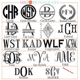 Engraved Monogram Chart