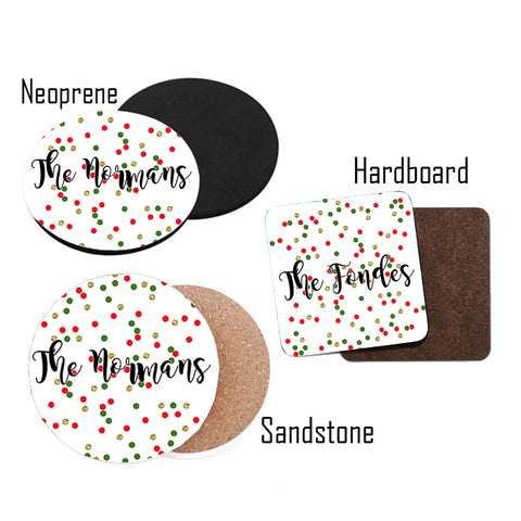 Personalized Glitter Christmas Coasters 