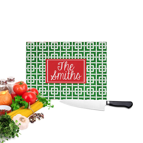 Personalized Christmas Cutting Board  Greek Key