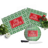 Personalized Christmas Cutting Board  Greek Key
