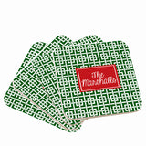 Personalized Red & Green Christmas Coasters