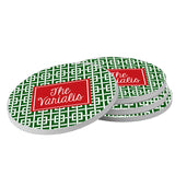 Personalized Red & Green Christmas Coasters