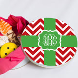 Monogrammed Christmas Ribbon Cookie Tin