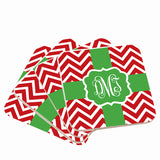 Red & White Monogram Christmas Coasters 