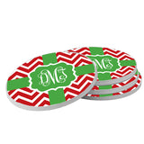 Monogrammed Christmas Coaster Set