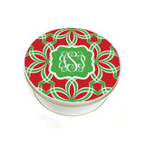 Monogrammed Green & Red Cookie Tin  