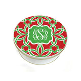 Monogrammed Green & Red Cookie Tin