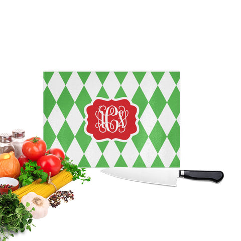 Monogram Christmas Cutting Board  Harlequin