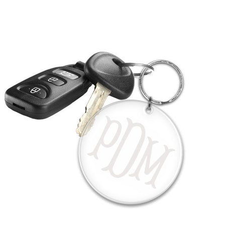 round acrylic keychain with monogram