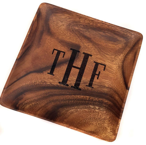 Monogrammed Acacia Wood Plates